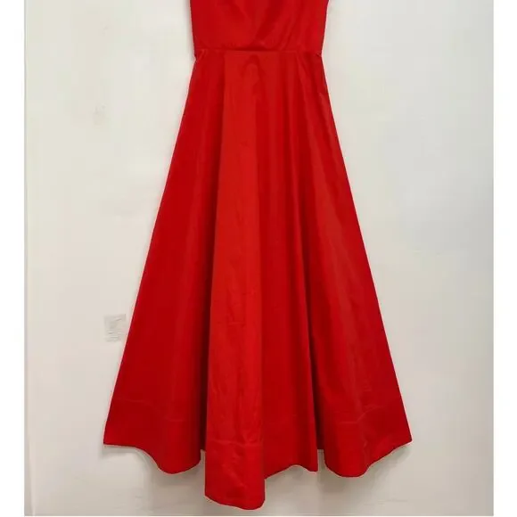 STAUD Teresa Square Neck Cross-Back Fit & Flare Midi Dress Stretch Cotton US10 - Picture 9 of 13